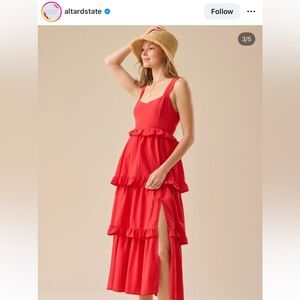 Altar'd State red tiered maxi dress